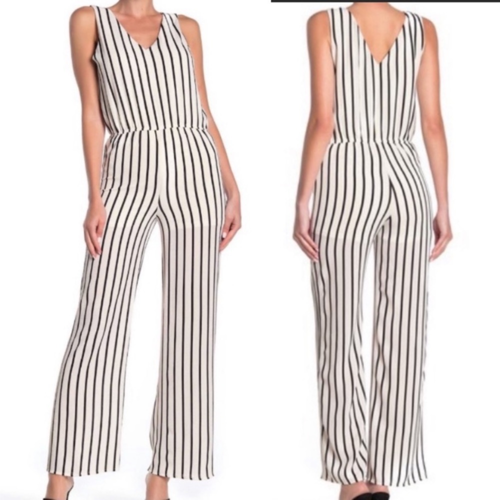 Love...Ady Stripe Double V Jumpsuit Size Medium